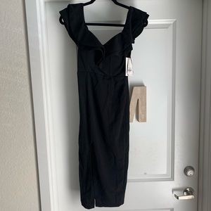 Black Hello Molly Ruffle Midi Dress